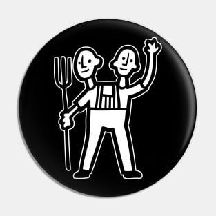 2-Headed Farmer {DARK shirts} Pin