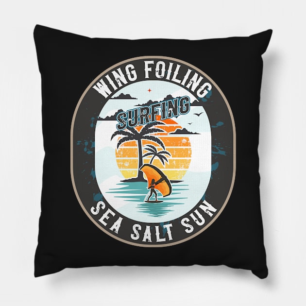 WING FOILING SURFING SEA SALT SUN Pillow by HomeCoquette