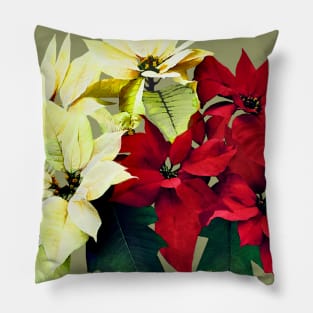 Bouquet of Red and Yellow Poinsettia Pillow