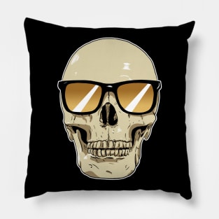 Skull Wearing Sunglasses Orange Lenses Pillow