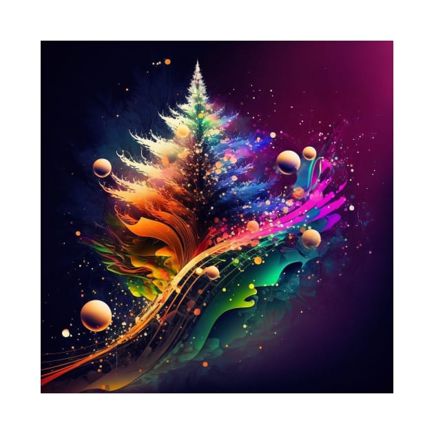 Abstract Vibrant Christmas Tree by AICreateWorlds