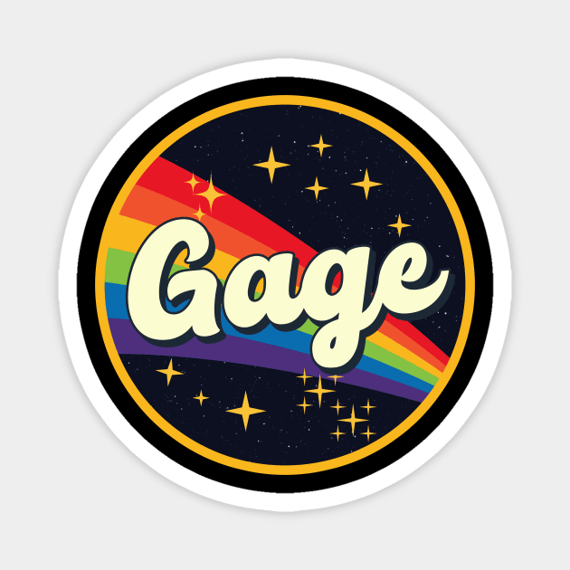 Gage // Rainbow In Space Vintage Style Magnet by LMW Art