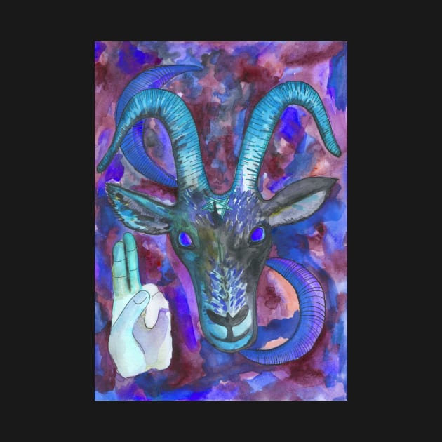 Violet satanic occult goat by deadblackpony