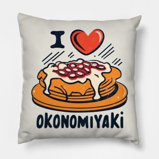 I love Okonomiyaki - retro cartoon Pillow