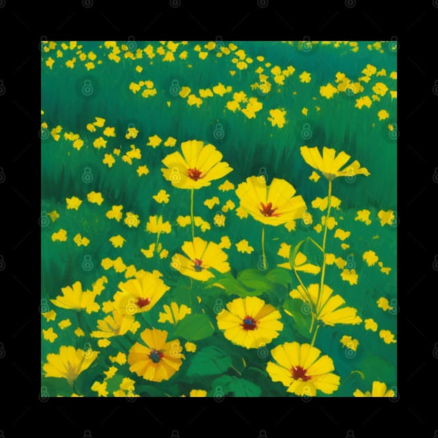 Fantasy Field of Daisy Flowers - Yellow and Red Flower by CursedContent