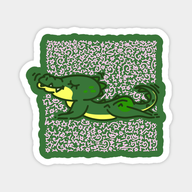 Cute Crocodile Yoga #10 Doodle Edition Magnet by AsrofizaenuShop