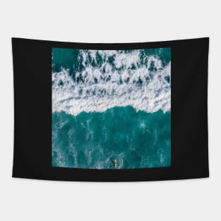 Green Ocean Waves Tapestry