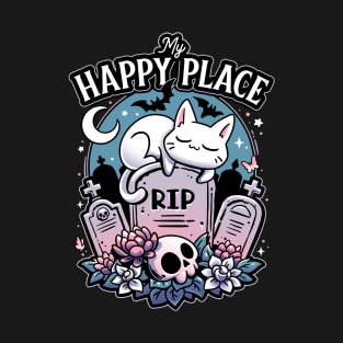 Cemetery Cat Nap - Cute Kitten Tombstone T-Shirt