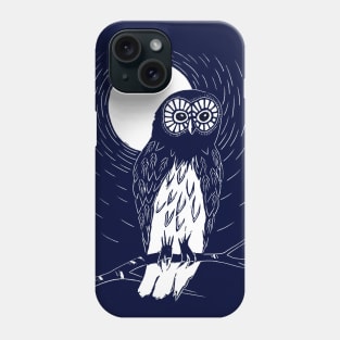 Owl Linocut | Moonlight | Monochrome Phone Case