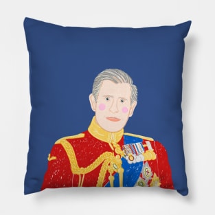 King CharlesIII Illustrative Portrait Pillow