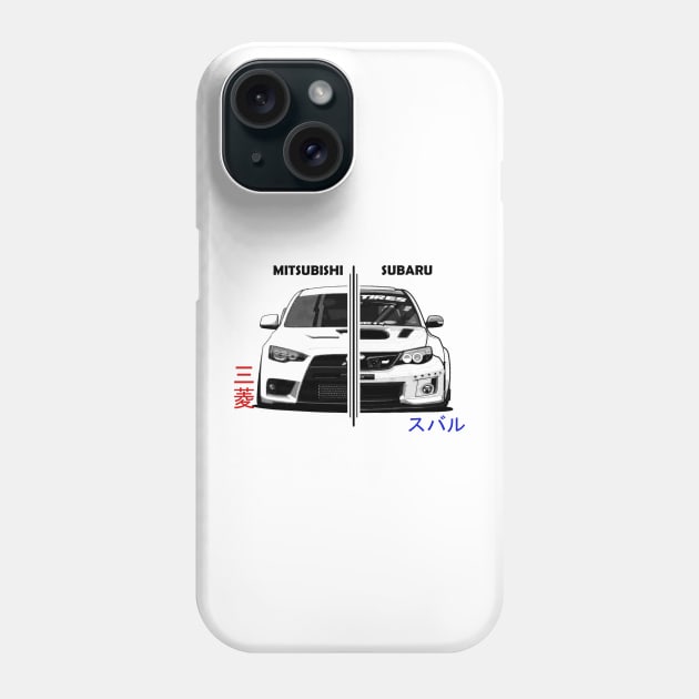 Mitsubishi Lancer EVO and Impreza WRX STI Phone Case by T-JD