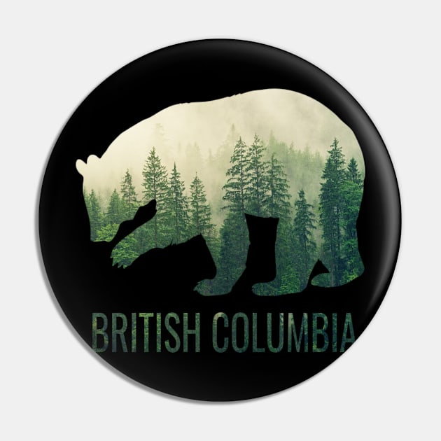 British Columbia BC Canada Bear, Green Forest Vancouver Gift Pin by twizzler3b