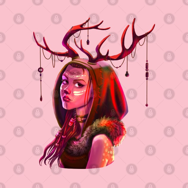 Shaman Girl Deer by Yana Graffox