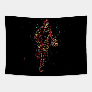 basketball player dibbling ball abstract Tapestry