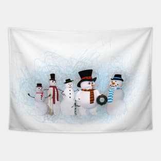 Five Snowmen In The Snow Tapestry