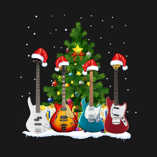 Santa Hat Electric Guitar Classical Guitar Christmas by TeeSky