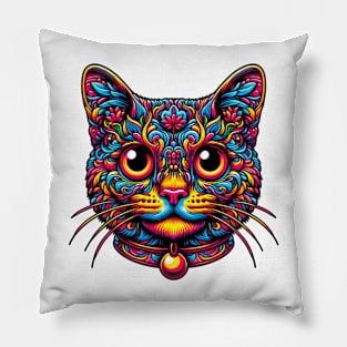 Psychedelic cat. Pillow