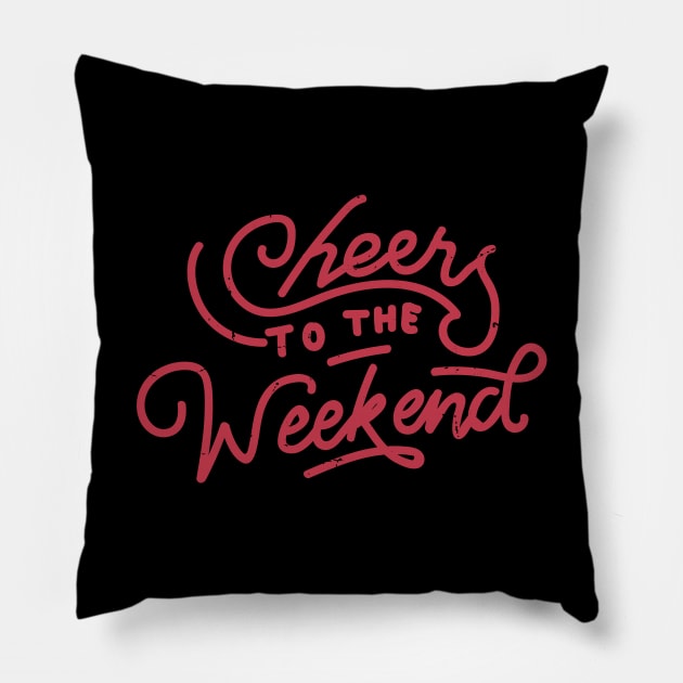Vintage Retro I Cheers To The Weekend I T-Shirt Pillow by chacuy