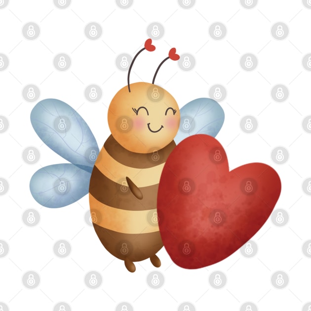 Cute Bee With Heart by EL-Lebedenko