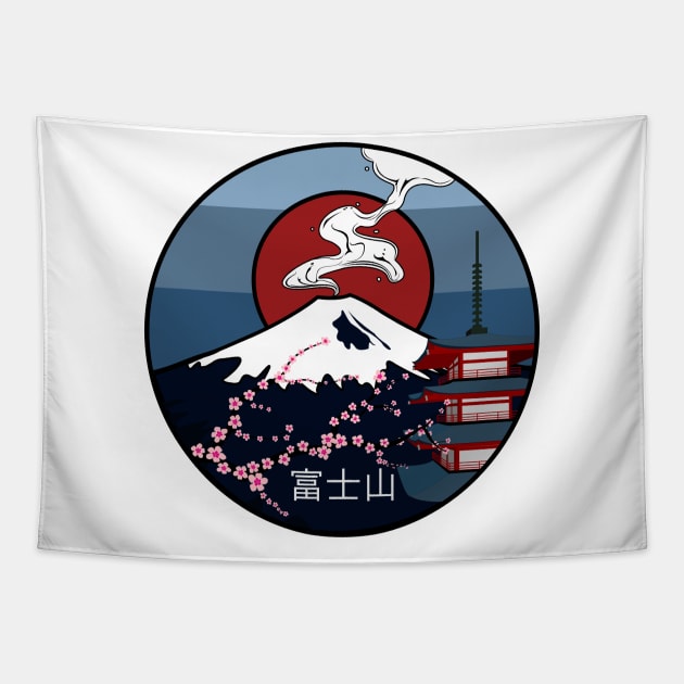 Fuji Volcano Japan Mount Fuji Chureito Pagoda Cherry Blossoms Land Of The Rising Sun Tapestry by ChrisWilson
