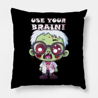 Spooky Baby Zombie - Use Your Brain for a Frightful Delight Pillow