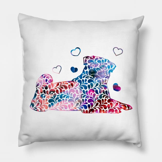 Pug Dog in  Watercolor Paisley pattern Pillow by Nartissima
