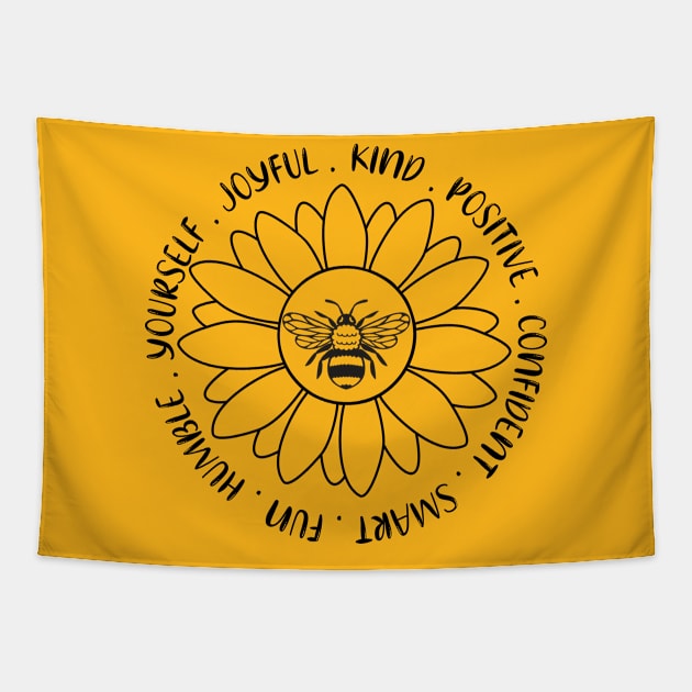 Bee Kind, Stay Positive, Be Yourself Funny Bee Lover Shirt Tapestry by drag is art