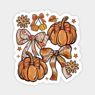 Fall Floral Pumpkin Coquette – Autumn Bow Aesthetic Magnet