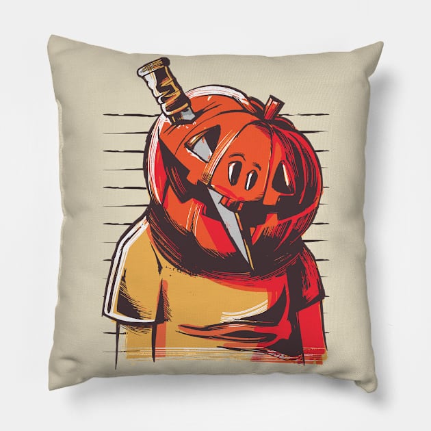 Pumpkin Head Mug Shot Pillow by SLAG_Creative