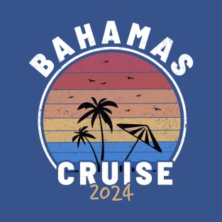 Bahamas Cruise 2024 - Sunset Retro Blue T-Shirt