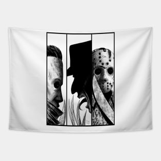 Horror Team Black and White Tapestry