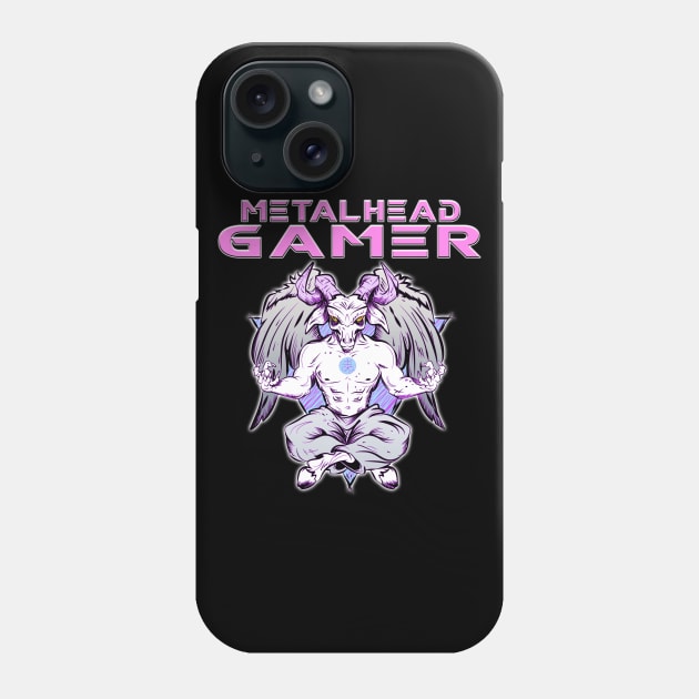 Metalhead Gamer Baphomet Meditate Pink Phone Case by Shawnsonart