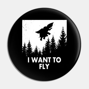 Funny Flying Elephant Retro Vintage Meme Pin