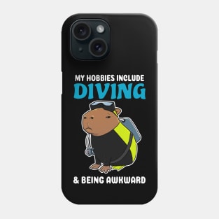 My hobbies include Diving and being awkward cartoon Capybara Phone Case