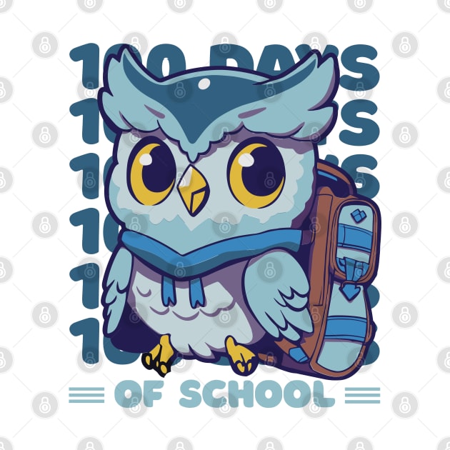 100 days of school typography featuring a Cute owl with a bagpack #2 by XYDstore