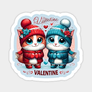 Adorable Couple Cats for Valentine's Day Magnet