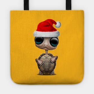 Christmas Turtle Wearing a Santa Hat Tote