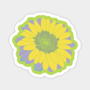 Yellow Gray and Purple Flower Drawing Magnet