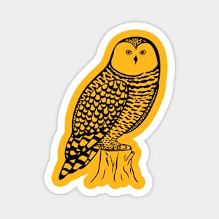 Snowy Owl - hand drawn detailed bird design Magnet