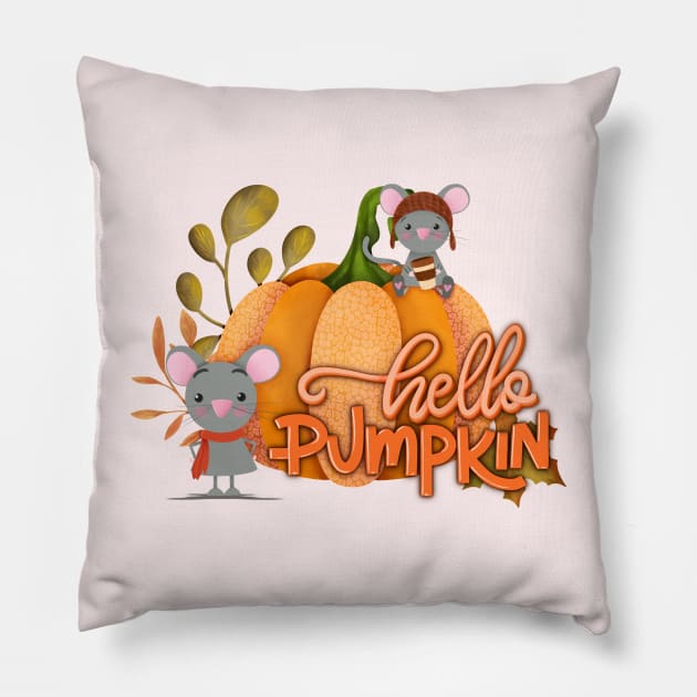 Hello pumpkin cute design Pillow by PrintAmor