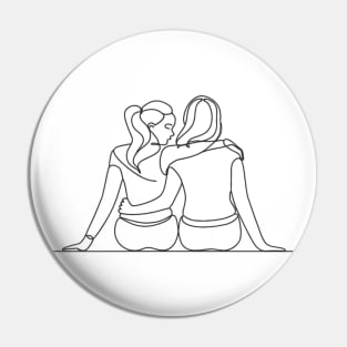 Minimalist Illustration of a Lesbian Couple in Love Pin