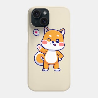 Cute Shiba Inu Dog Waving Hand Cartoon Phone Case