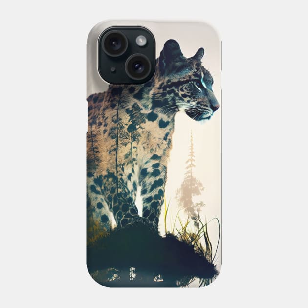 Clouded Leopard Double Exposure Phone Case by ABART BY ALEXST 