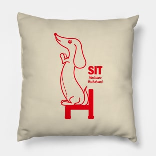 Miniature Dachshund SIT -Red- Pillow