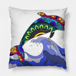 Dolphin on the Waves Pillow