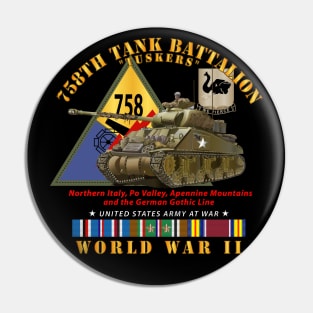 758th Tank Battalion - Tuskers - w Tank w SSI WWII  EU SVC Pin
