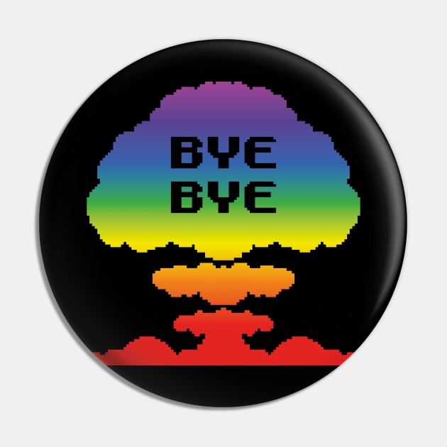 Mushroom Cloud (rainbow, pixellated) Pin by GraphicGibbon