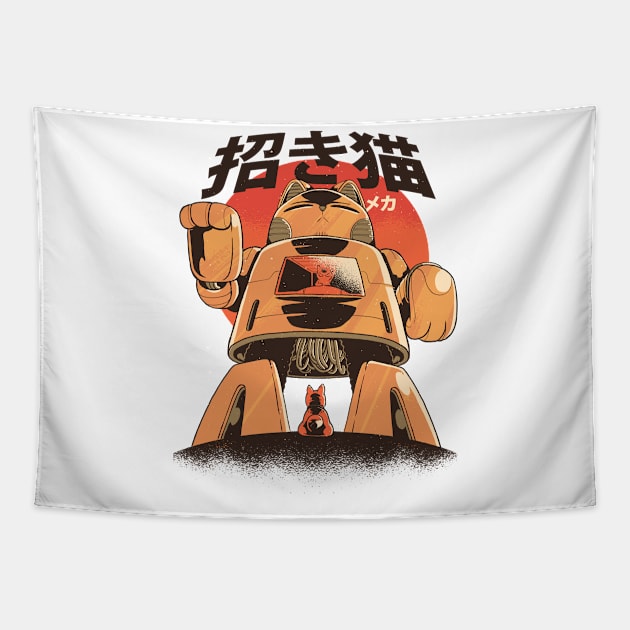 Cat mecha ramen robot Tapestry by Hmus