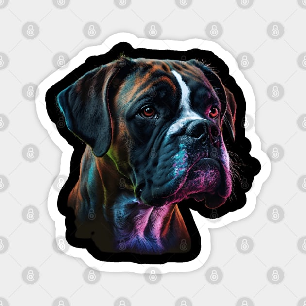 Neon Boxer dog Magnet by Sygluv