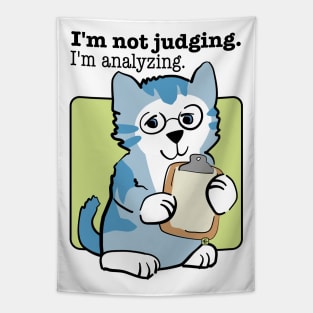 Not Judging Analyzing Blue Kitten Tapestry